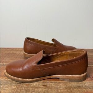 Patina Elegant Brown Leather Slip-On Loafers, Women’s 6.5